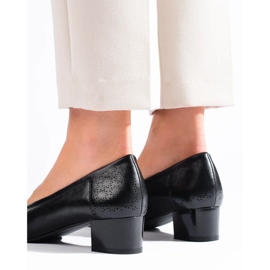 W. Potocki Czółenka damskie na niskim obcasie Potocki czarne 1