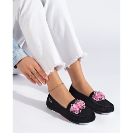 Zamszowe damskie mokasyny Shelovet czarne 1