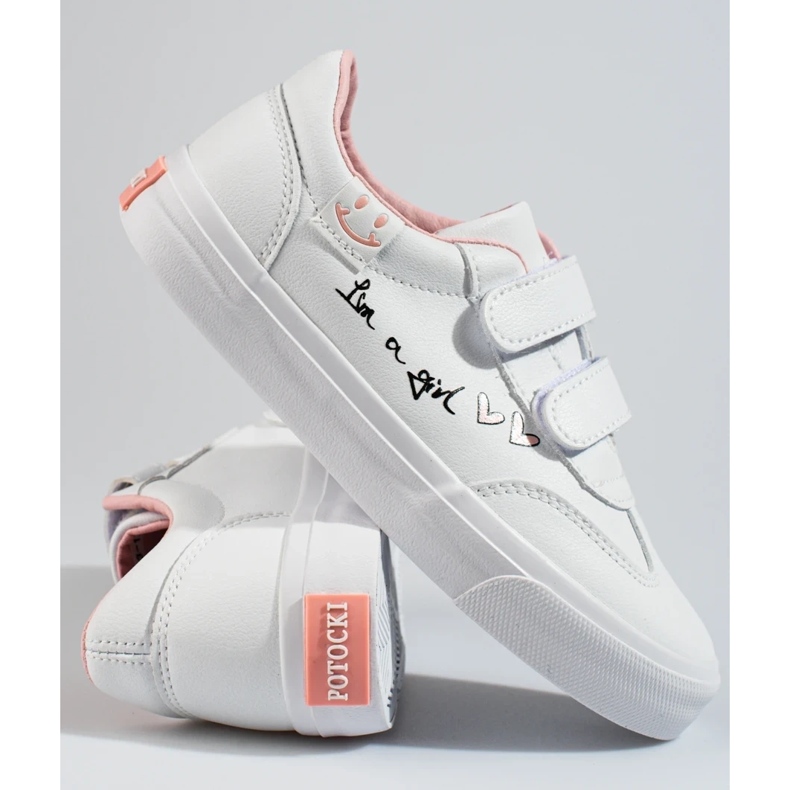 W. Potocki Buty sportowe na rzep dla dziewczynki Potocki białe 2