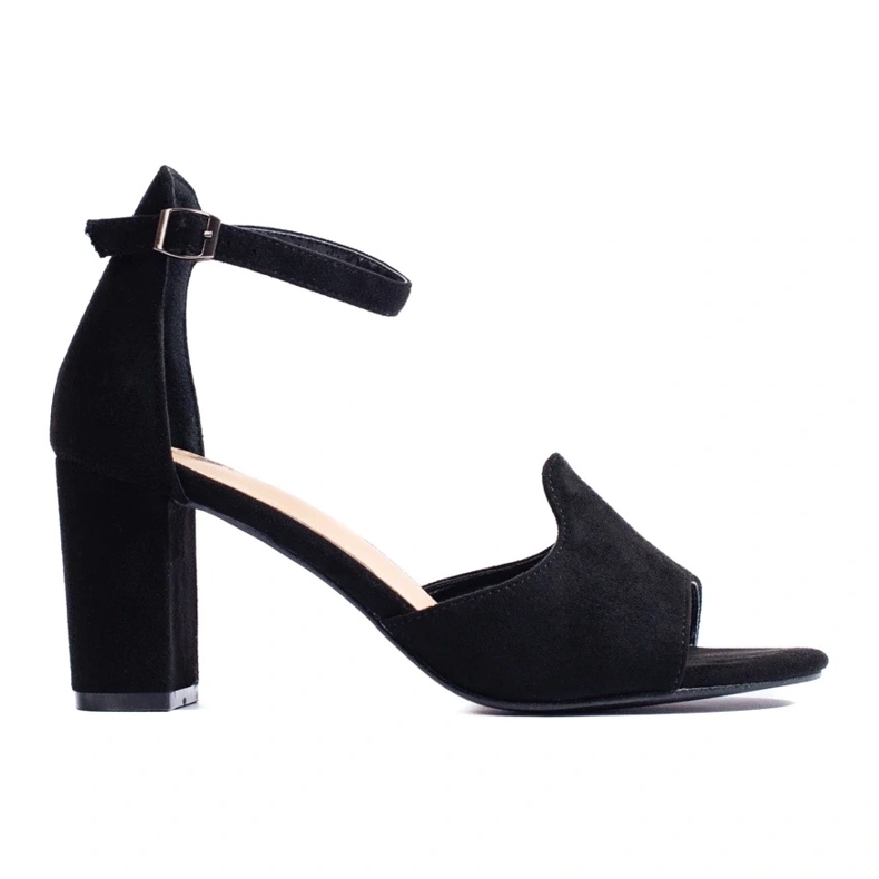Czarne sandały damskie na słupku W. Potocki 1