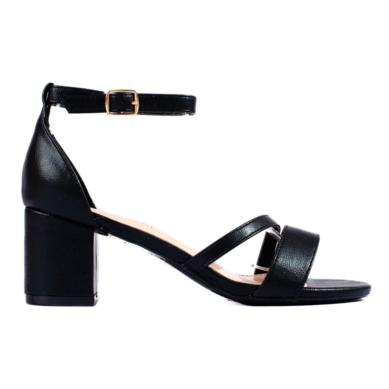 W. Potocki Damskie sandały na słupku Potocki czarne 2