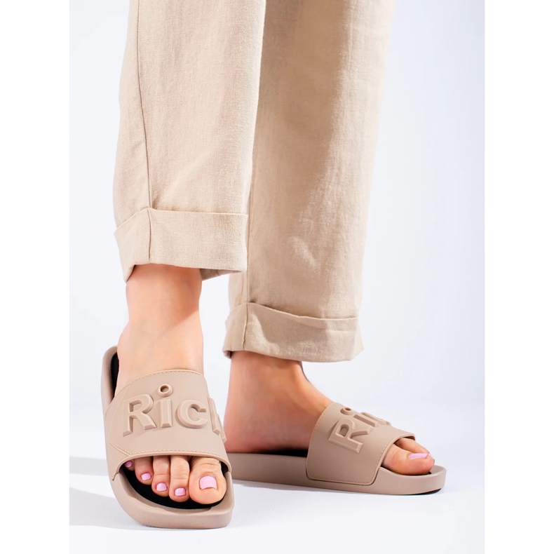 W. Potocki Beżowe klapki damskie Potocki beżowy 1