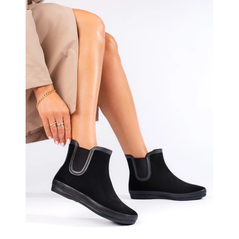 W. Potocki Zamszowe czarne kalosze ocieplane czarne Potocki 1