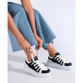 Czarno-białe sneakersy damskie na grubej podeszwie Shelovet czarne 3