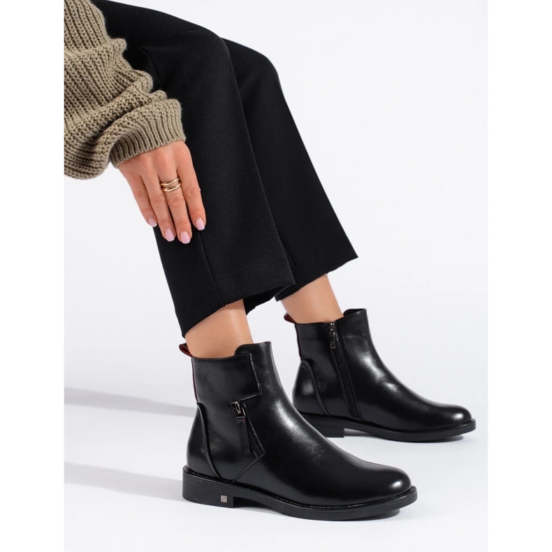 W. Potocki Czarne eleganckie botki damskie Potocki 2