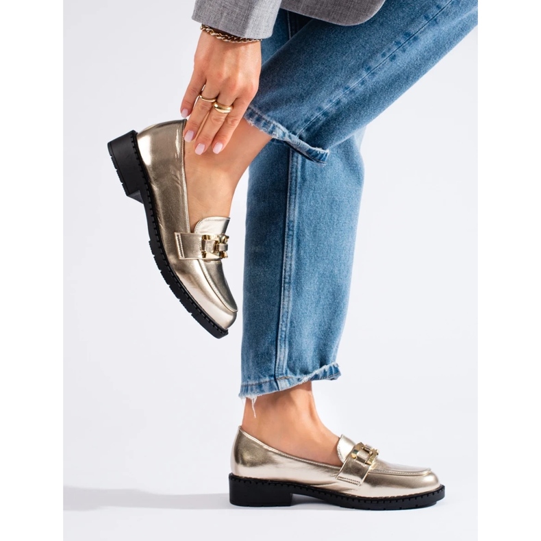 Srebrne półbuty damskie srebrny 2