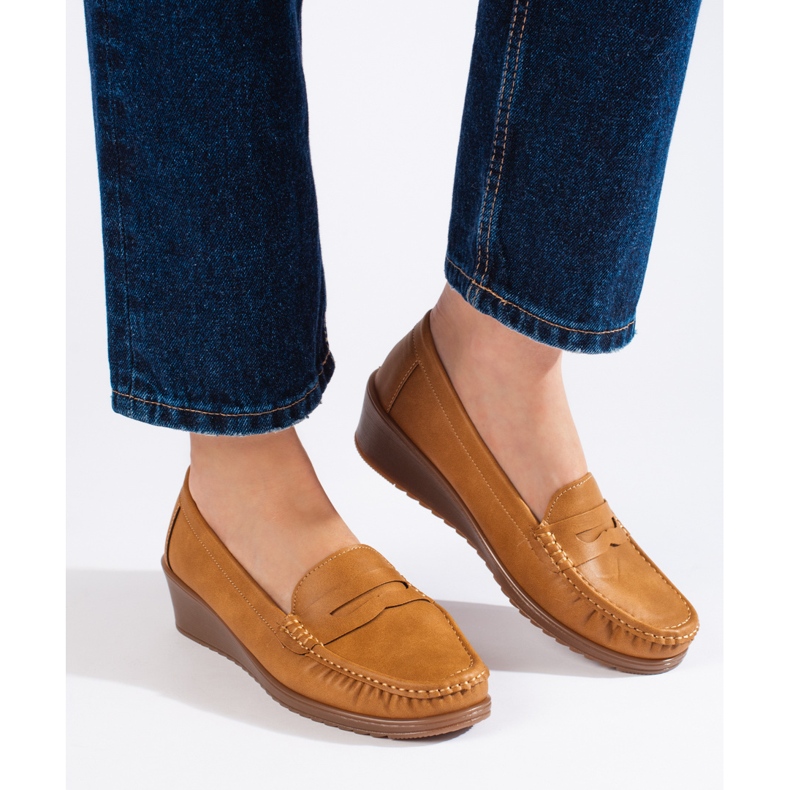 Mokasyny damskie brązowe 2