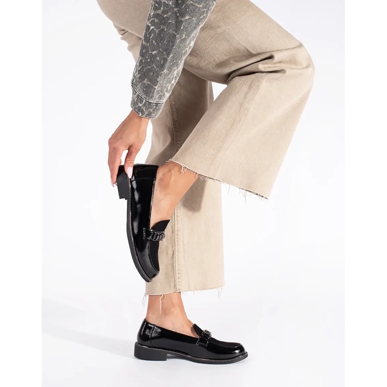 Czarne eleganckie mokasyny damskie 1