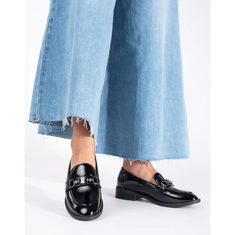 Goodin Lakierowane czarne mokasyny damskie 2