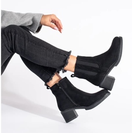 Seastar Czarne zamszowe botki sztyblety na słupku 1