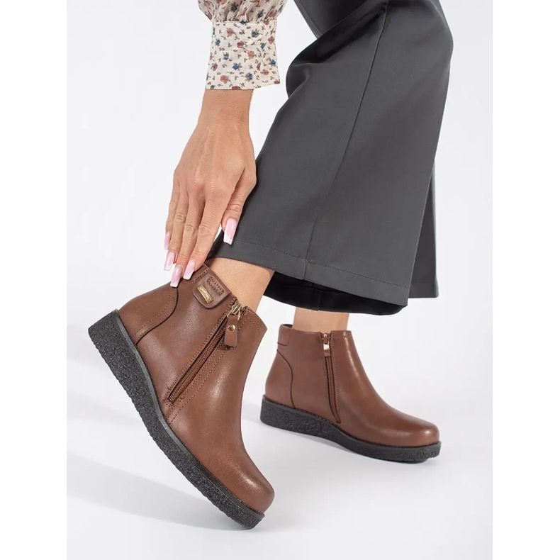 Brązowe skórzane wygodne botki ocieplane Sergio Leone 1