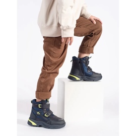 Granatowe ocieplane trzewiki chłopięce niebieskie 2