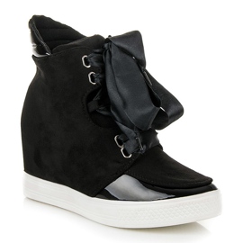 Forever Folie Sneakersy ze wstążką czarne 1