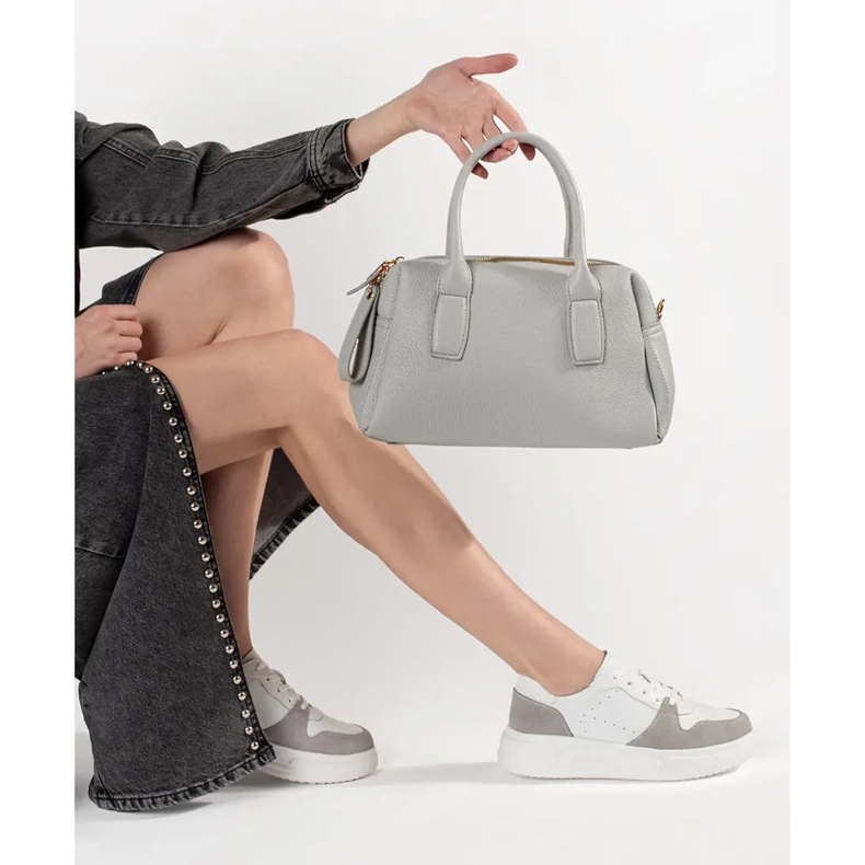 Goodin Białe skórzane sneakersy na platformie 1