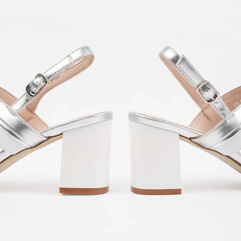 Sandały metaliczne na słupku srebrne Sergio Leone srebrny 1