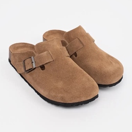 Goodin Brązowe klapki skórzane 1