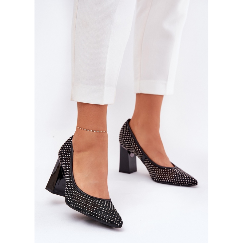 Zdobione Siateczkowe Czółenka Na Słupku Vinceza 62211 Czarne 2