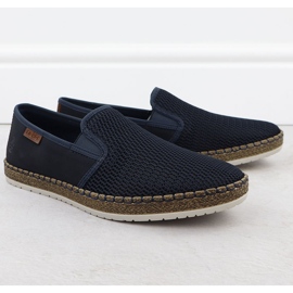 Półbuty męskie wsuwane espadryle granatowe Rieker B5265-14 niebieskie 1