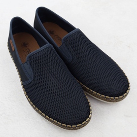 Półbuty męskie wsuwane espadryle granatowe Rieker B5265-14 niebieskie 2