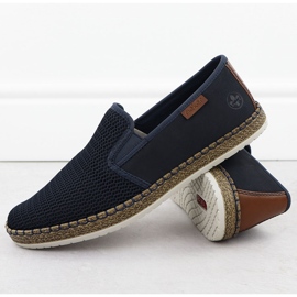 Półbuty męskie wsuwane espadryle granatowe Rieker B5265-14 niebieskie 3