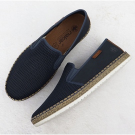 Półbuty męskie wsuwane espadryle granatowe Rieker B5265-14 niebieskie 4