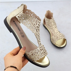 M. DASZYŃSKI Sandały damskie ażurowe platynowe złote M.Daszyński MR24148-2 złoty 1