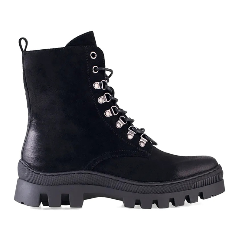 W. Potocki Czarne zamszowe workery damskie Potocki 2