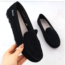 Mokasyny damskie półbuty zamszowe czarne Potocki WL09301 1