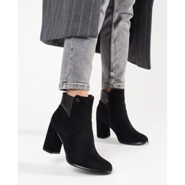 Goodin Zamszowe botki na słupku czarne 2