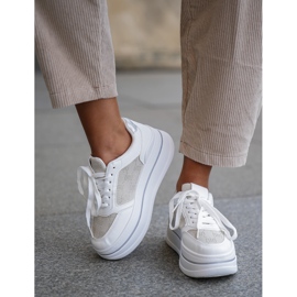 Sneakersy Damskie Ze Wzorem Białe 12