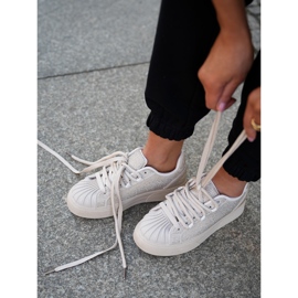 Sneakersy Damskie Ze Zdobieniem Na Platformie Beżowe beżowy 4