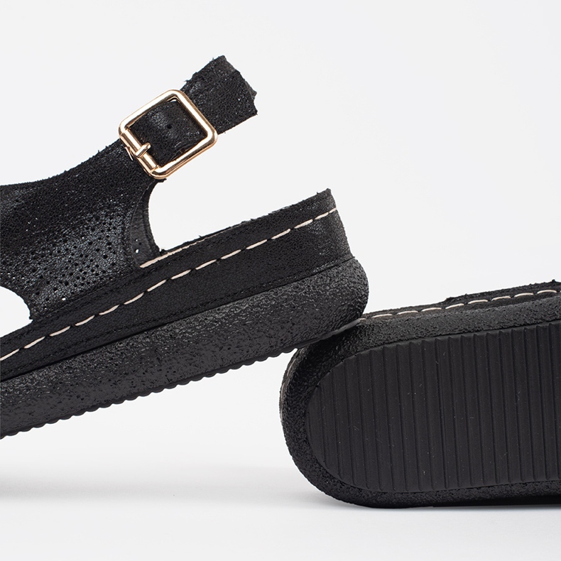 Goodin Czarne sandały na lekkiej platformie 1