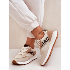 Buty Sportowe Damskie Na Platformie Zebra Beżowe beżowy 6