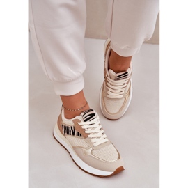 Buty Sportowe Damskie Na Platformie Zebra Beżowe beżowy 7