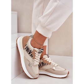 Buty Sportowe Damskie Na Platformie Zebra Beżowe beżowy 8
