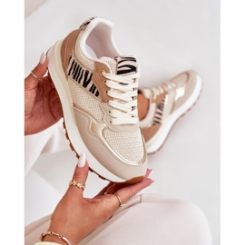 Buty Sportowe Damskie Na Platformie Zebra Beżowe beżowy 2