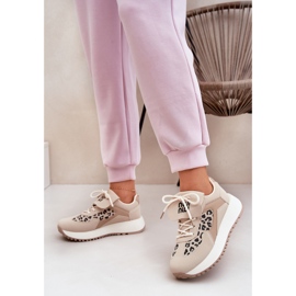 Buty Sportowe Sneakersy Damskie Na Platformie Panterka Beżowe beżowy 4