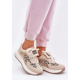 Buty Sportowe Sneakersy Damskie Na Platformie Panterka Beżowe beżowy 3