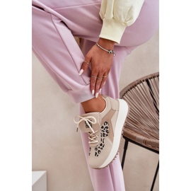 Buty Sportowe Sneakersy Damskie Na Platformie Panterka Beżowe beżowy 6