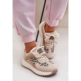 Buty Sportowe Sneakersy Damskie Na Platformie Panterka Beżowe beżowy 7