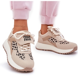 Buty Sportowe Sneakersy Damskie Na Platformie Panterka Beżowe beżowy 11
