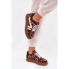 Damskie Sneakersy Na Platformie Panterka Brązowe 3
