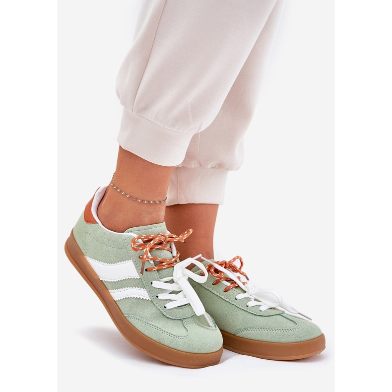 Niskie Sneakersy Damskie Z Podwójnym Sznurowaniem Zielone 1