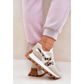 Sneakersy Buty Sportowe Damskie Panterka Beżowe beżowy 6