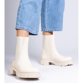 Beżowe botki z elastyczną cholewką beżowy 1