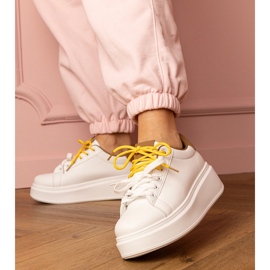 Biało-brązowe sneakersy sportowe na platformie białe 1