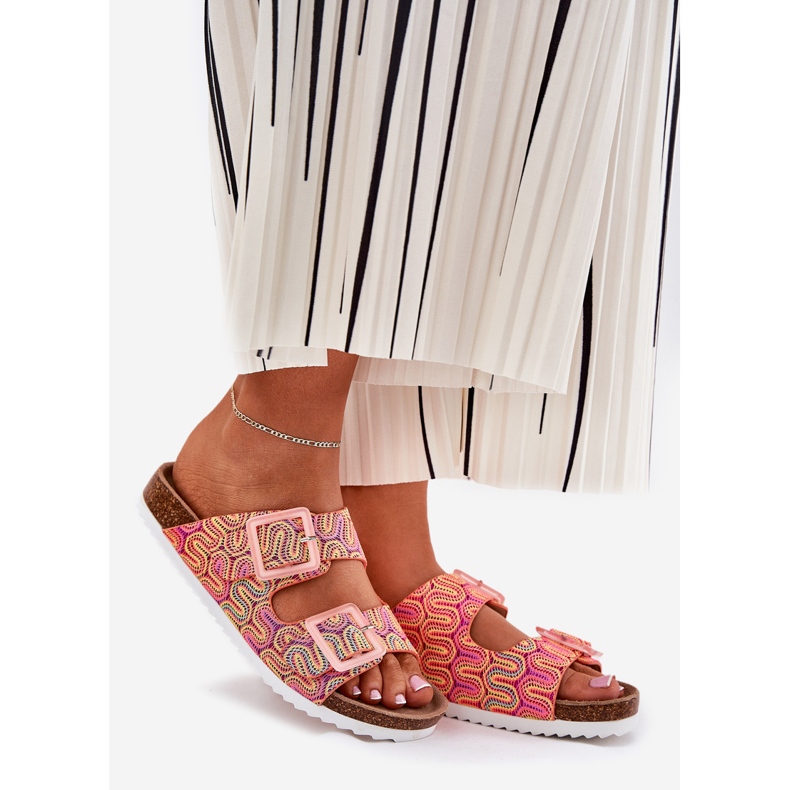 Klapki Damskie Z Klamrami I Brokatem S.Barski RB51-006 Pomarańczowe 1