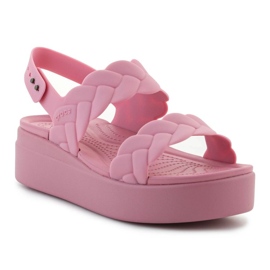 Sandały Crocs Brooklyn Woven Low Wedge 209977-6XX różowe 1