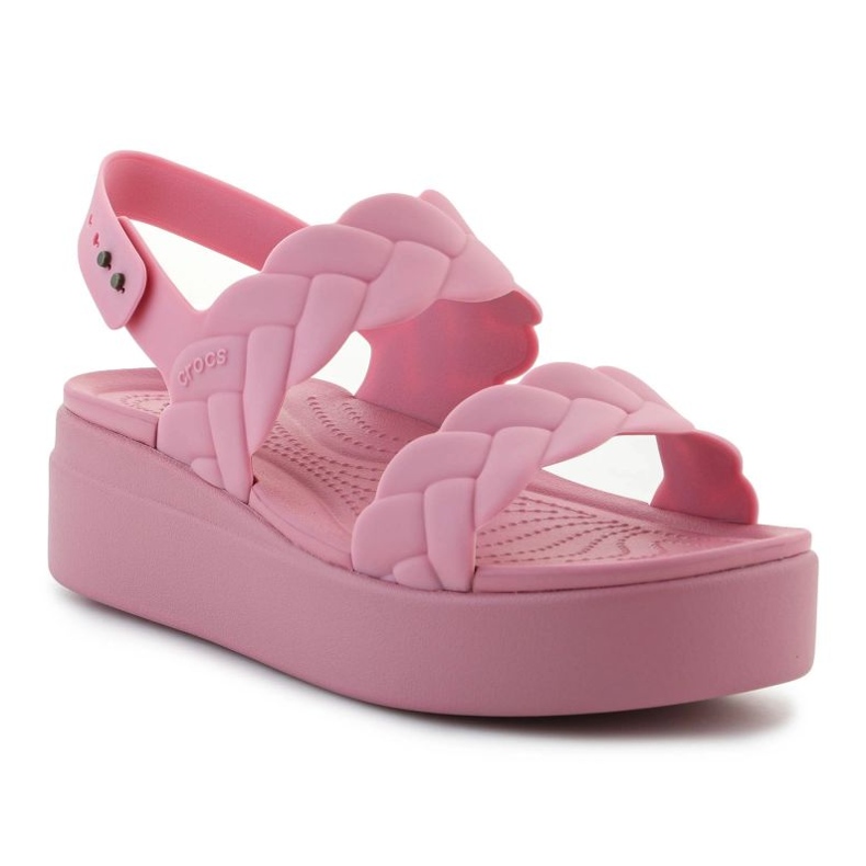 Sandały Crocs Brooklyn Woven Low Wedge 209977-6XX różowe 1