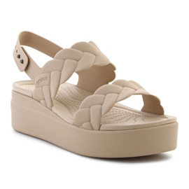 Sandały Crocs Brooklyn Woven Low Wedge 209977-212 beżowy 1